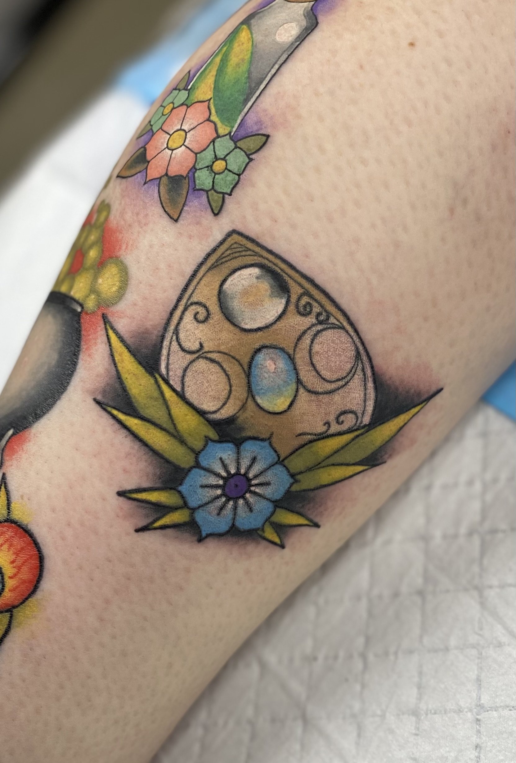 Ouija board piece tattoo brisbane pop culture gaming 