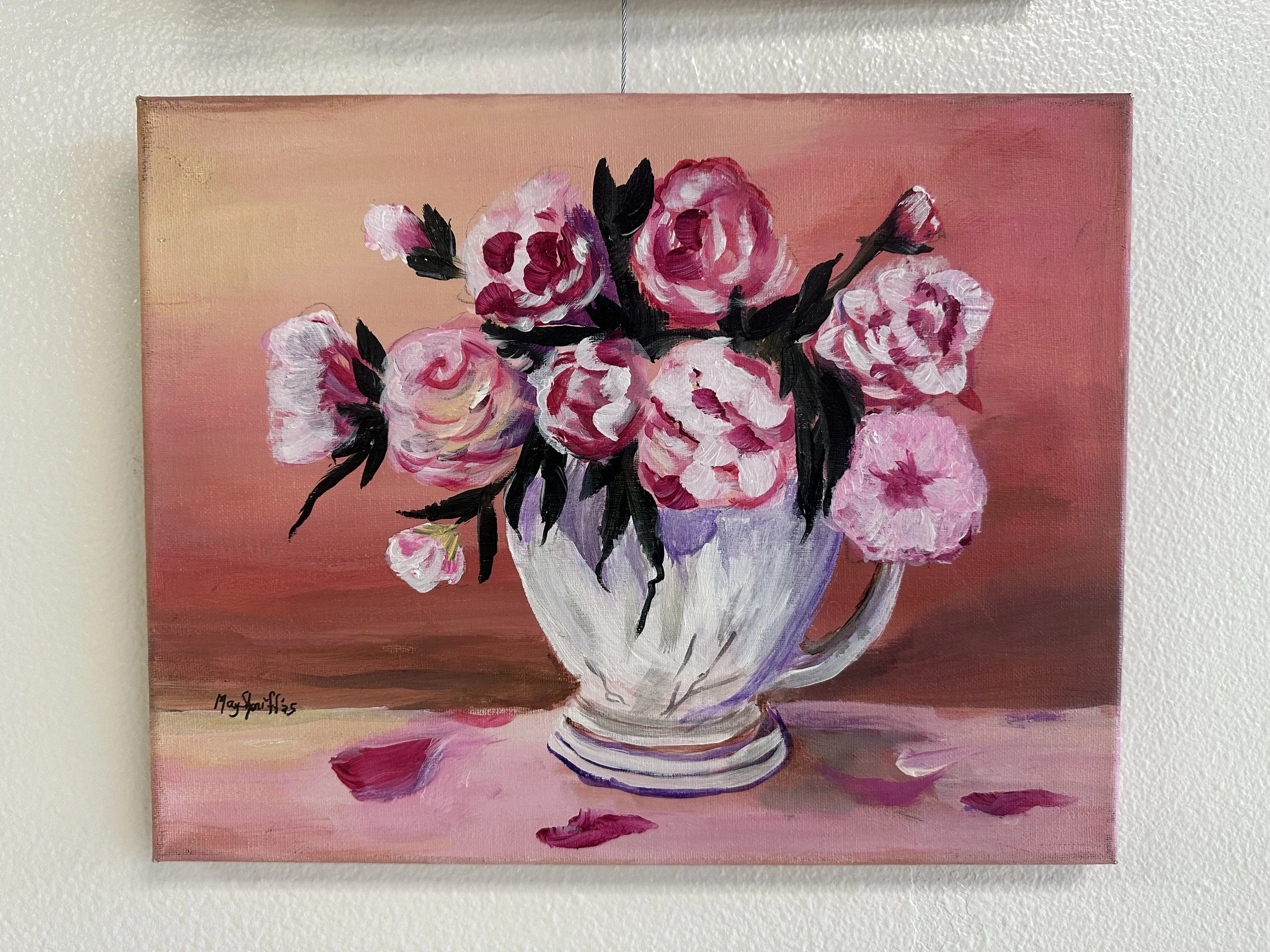Blossoming Elegance: Original Acrylic on Canvas by May Sheriff