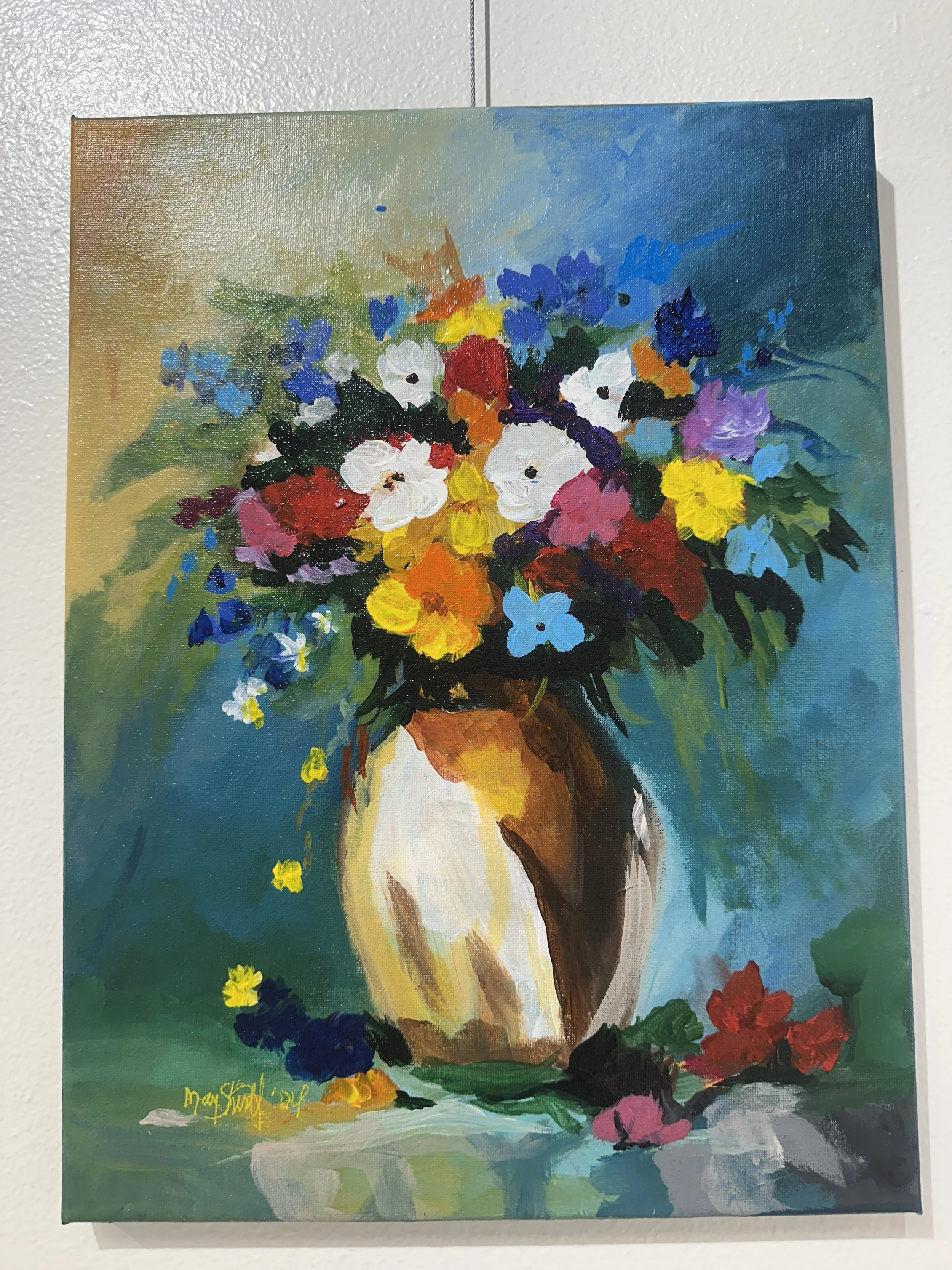 Colorful Bouquet: Original Acrylic Painting by May Sheriff