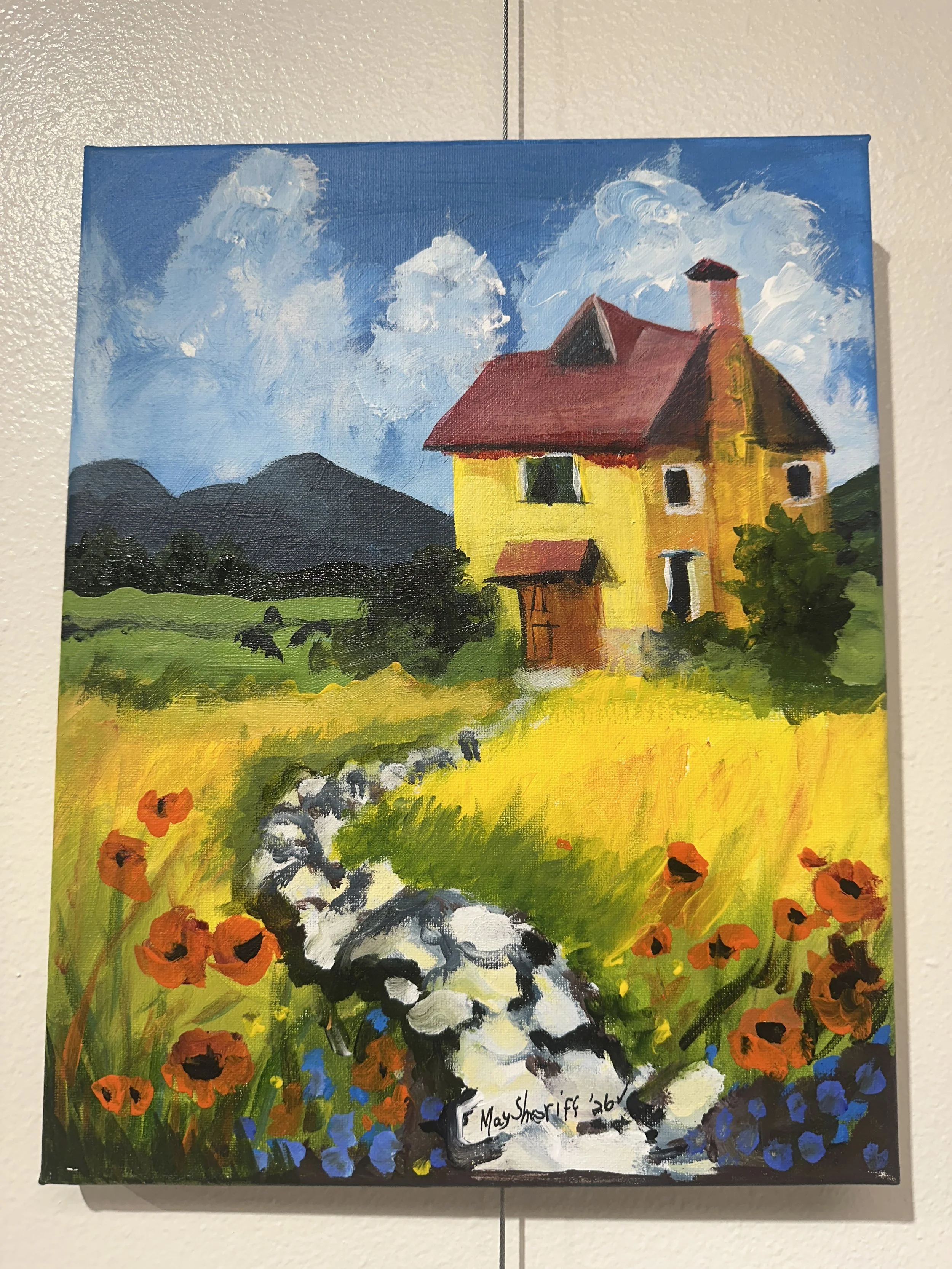 Going to the Cottage: Original Acrylic by May Sheriff