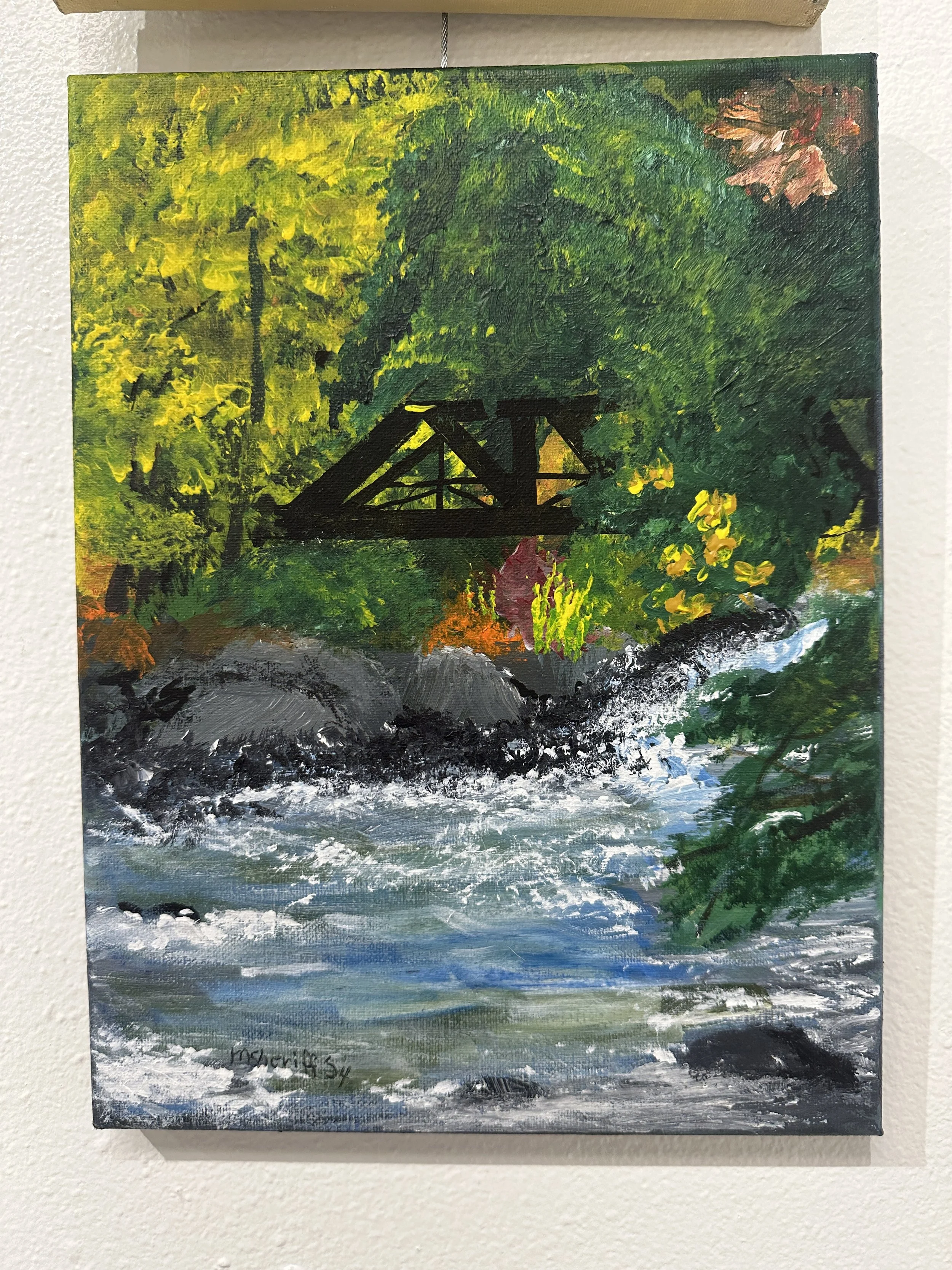 Twin Bridges, West Richland: Original Acrylic on Canvas by May Sheriff