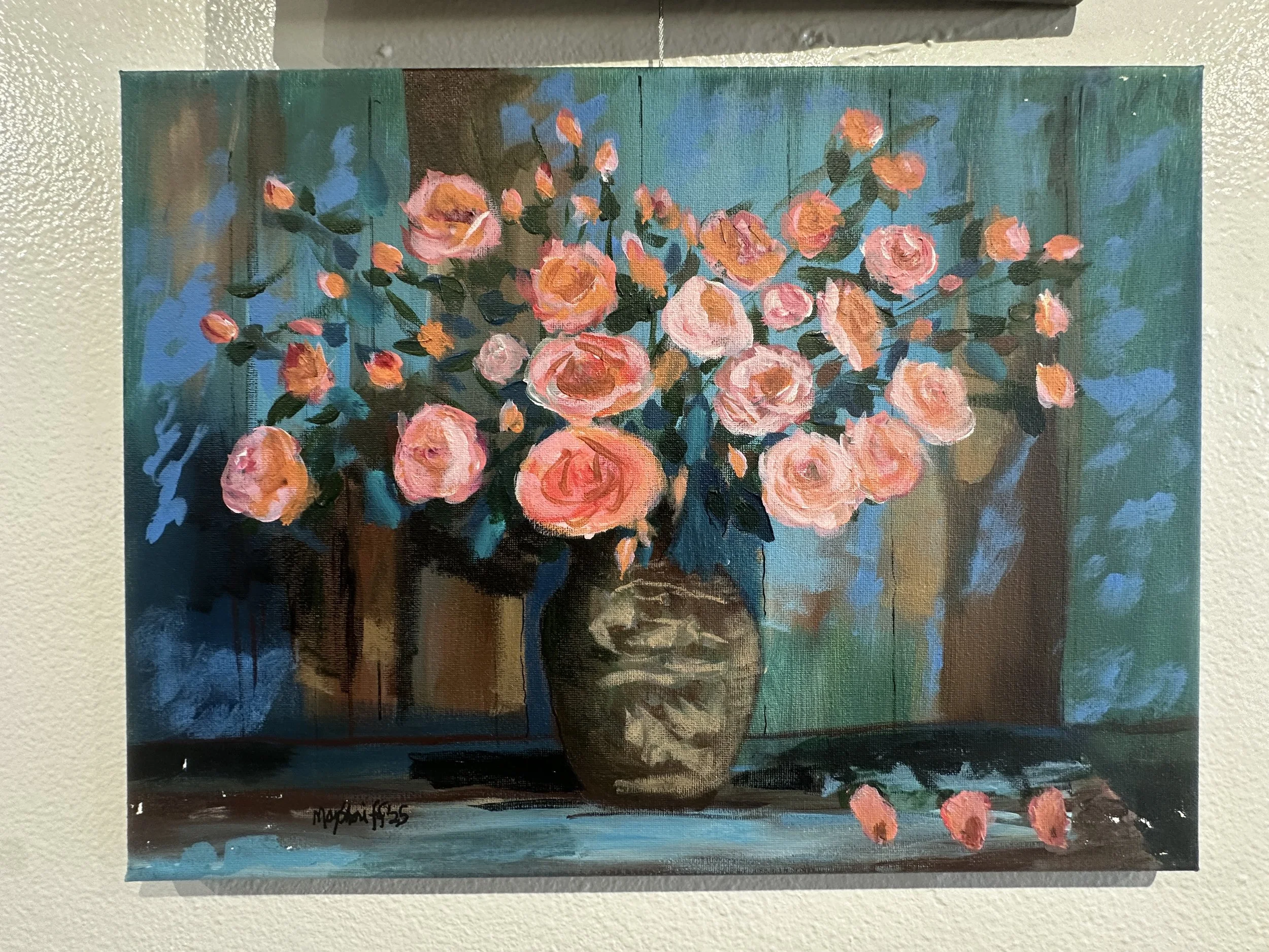 Vibrant Rose Bouquet - Acrylic Canvas by May Sheriff