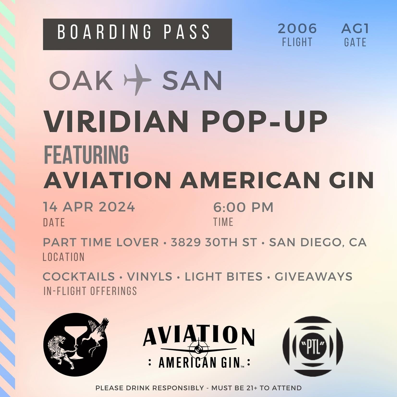 In San Diego for @bartendersweekend ? Come to our pop up @parttimelover.hifi ! 4/14 6pm! Come have a cocktail or 3 :) @everythinginacoupe will behind the bar shaking, smiling, and pouring