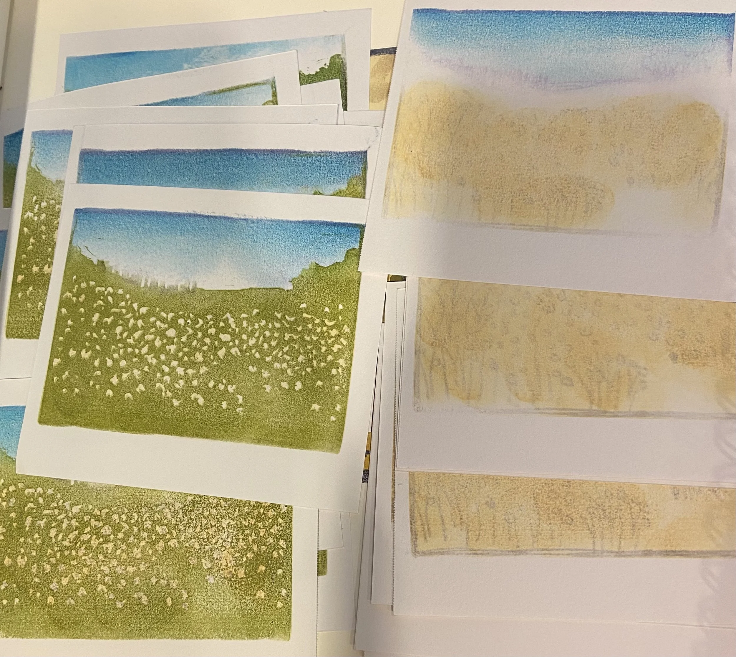 First three layers of my Wild Mustard in Elysyan Park print