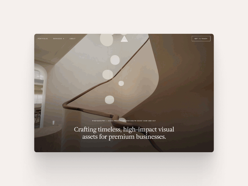 Website layouts for GCC Visuals photography and videography showcase