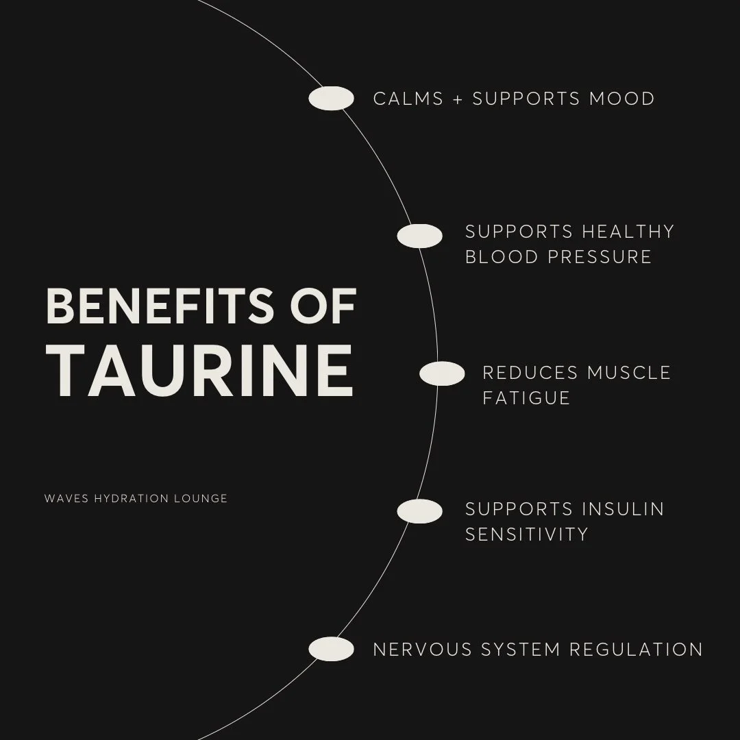 Taurine is a conditionally essential amino acid involved in nervous system signaling, cardiovascular function, and metabolic health.

Research shows taurine supports mood and calm by influencing GABA activity, promotes healthy blood pressure through 