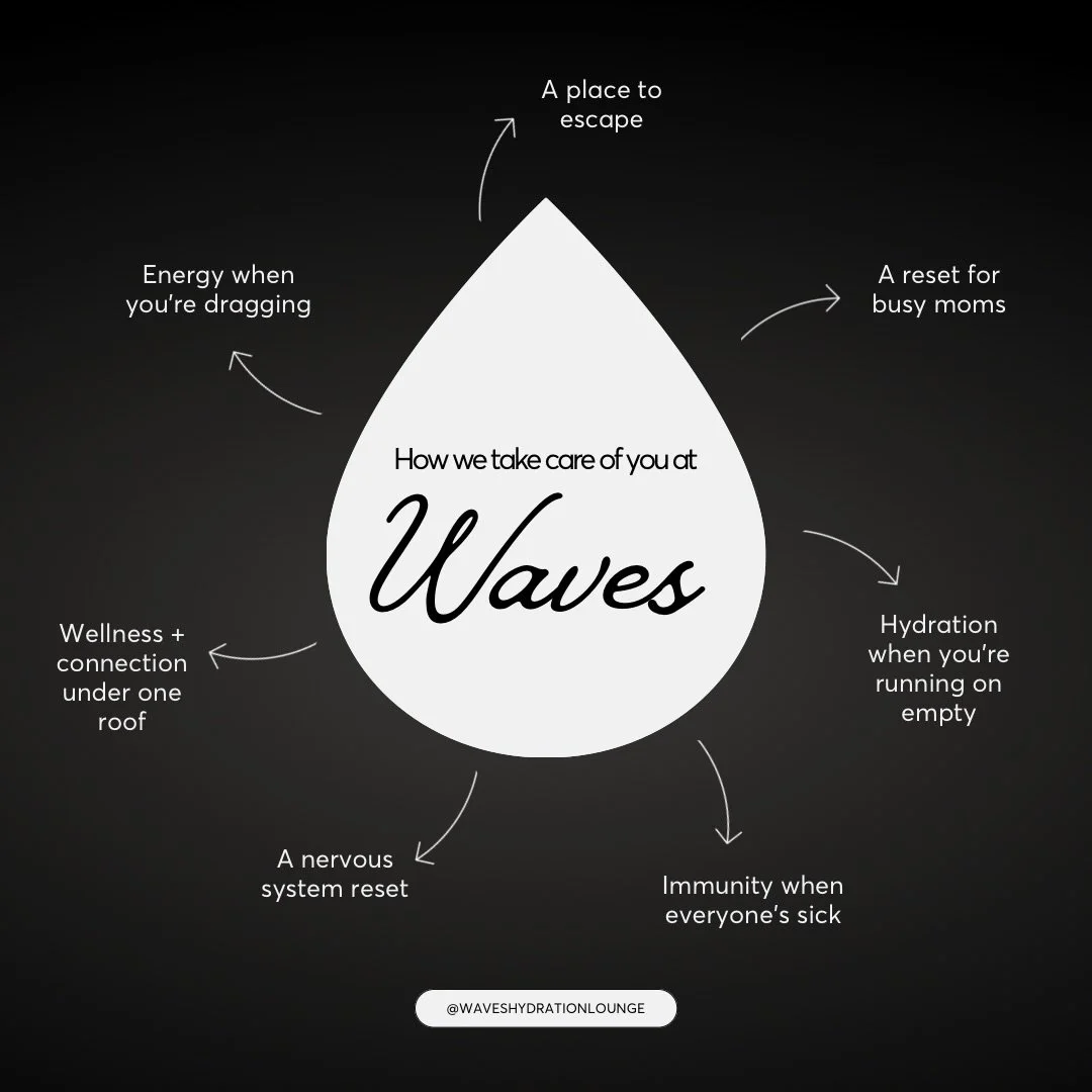 A place to escape
&rarr; Soft lighting. Calm energy. Deep breath the second you walk in.

A reset for busy moms
&rarr; Because you take care of everyone else. This is your turn.

Hydration when you&rsquo;re running on empty
&rarr; Headaches. Burnout.