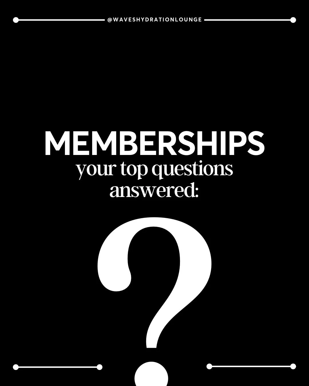 Thinking about joining but still have questions?

We totally get it. Committing to your health should feel empowering, not confusing.

Swipe through for everything you need to know about our Waves Memberships: what&rsquo;s included, how it works, and
