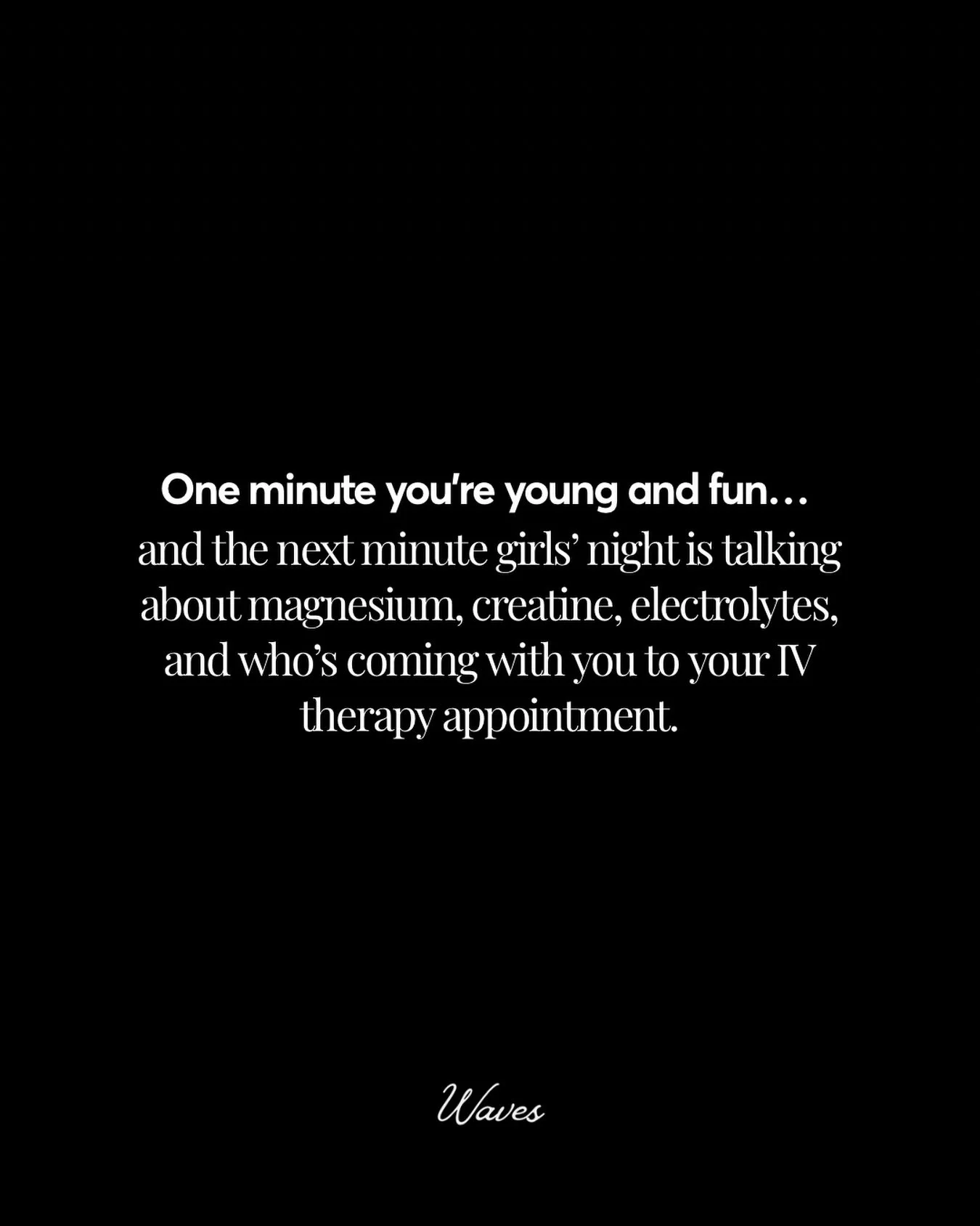 Girls&rsquo; night but make it magnesium, electrolytes, and IV drips.

Tag the friend you&rsquo;re bringing to Waves next. 💧💉✨