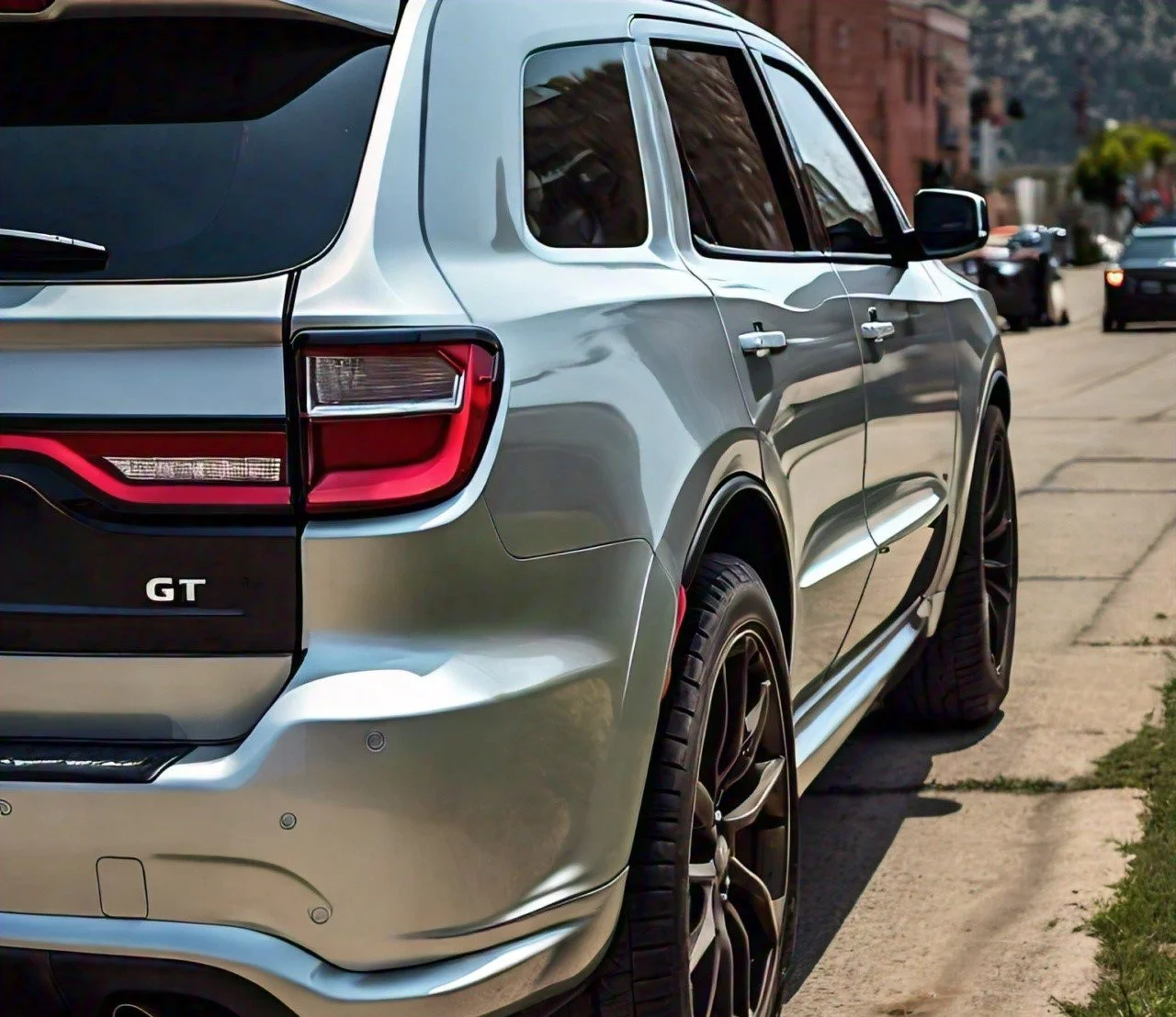 Looking-down-the-side-of-a-silver-dodge-durango-GT-.jpeg