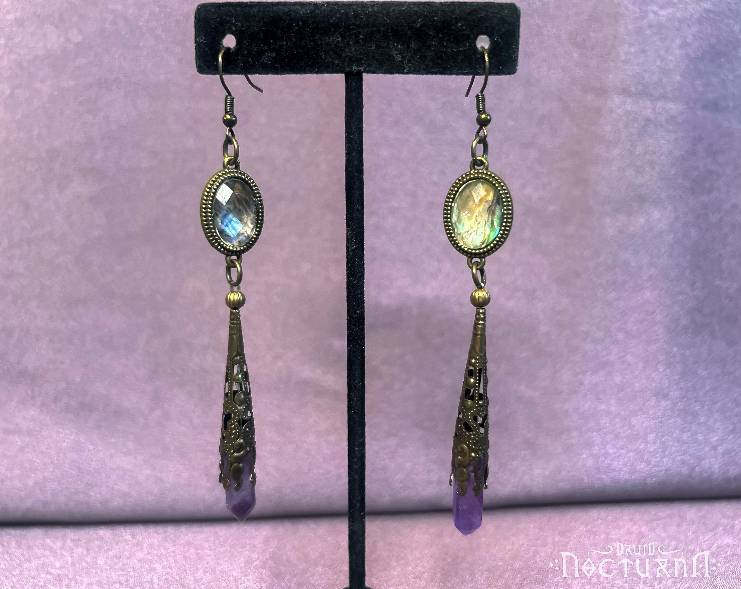 Drop of Amethyst Bronze Earrings