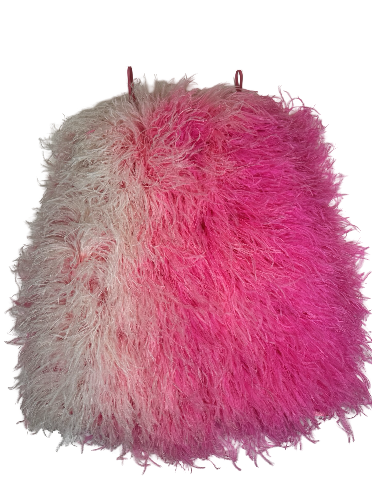 SG-Instar Custom Ombre White / Pink Feather Dress w/ Straps - L/XL