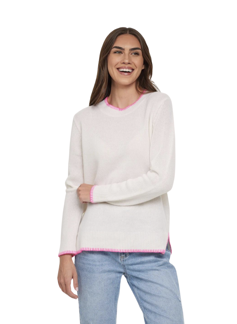 Filoro Cashmere Whipstitch Crewneck - M
