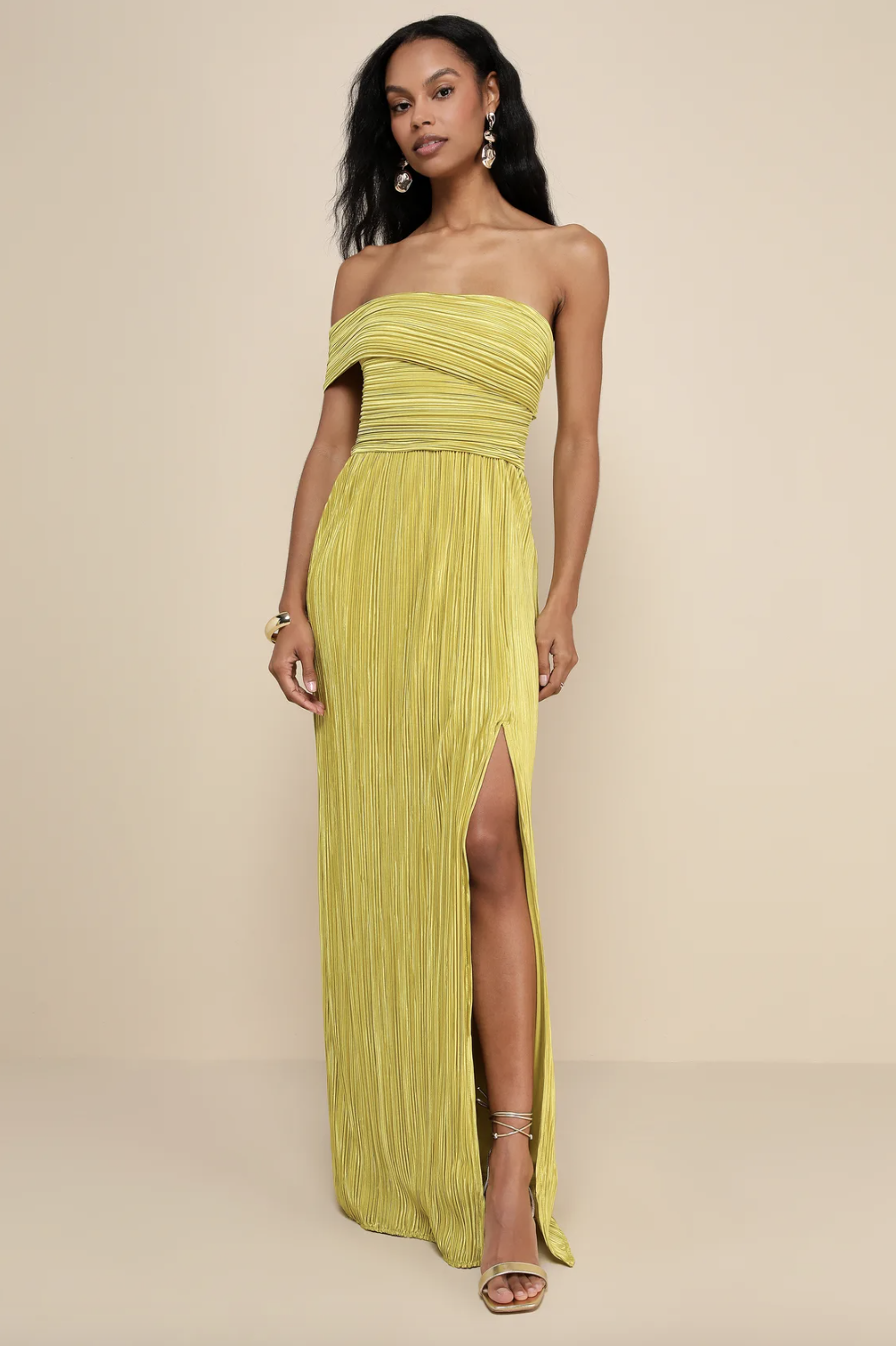 Lulus "Poised Performance Black Plisse One-Shoulder Maxi Dress" - On Poshmark for $60