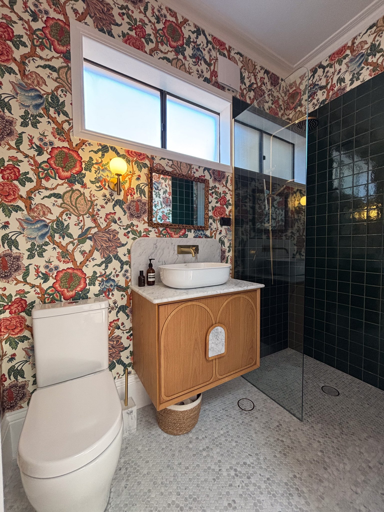 Recent bathroom renovation, Inner West. After complete refurbishment and gutting - from flooring to walls, all fixings and finishing works.