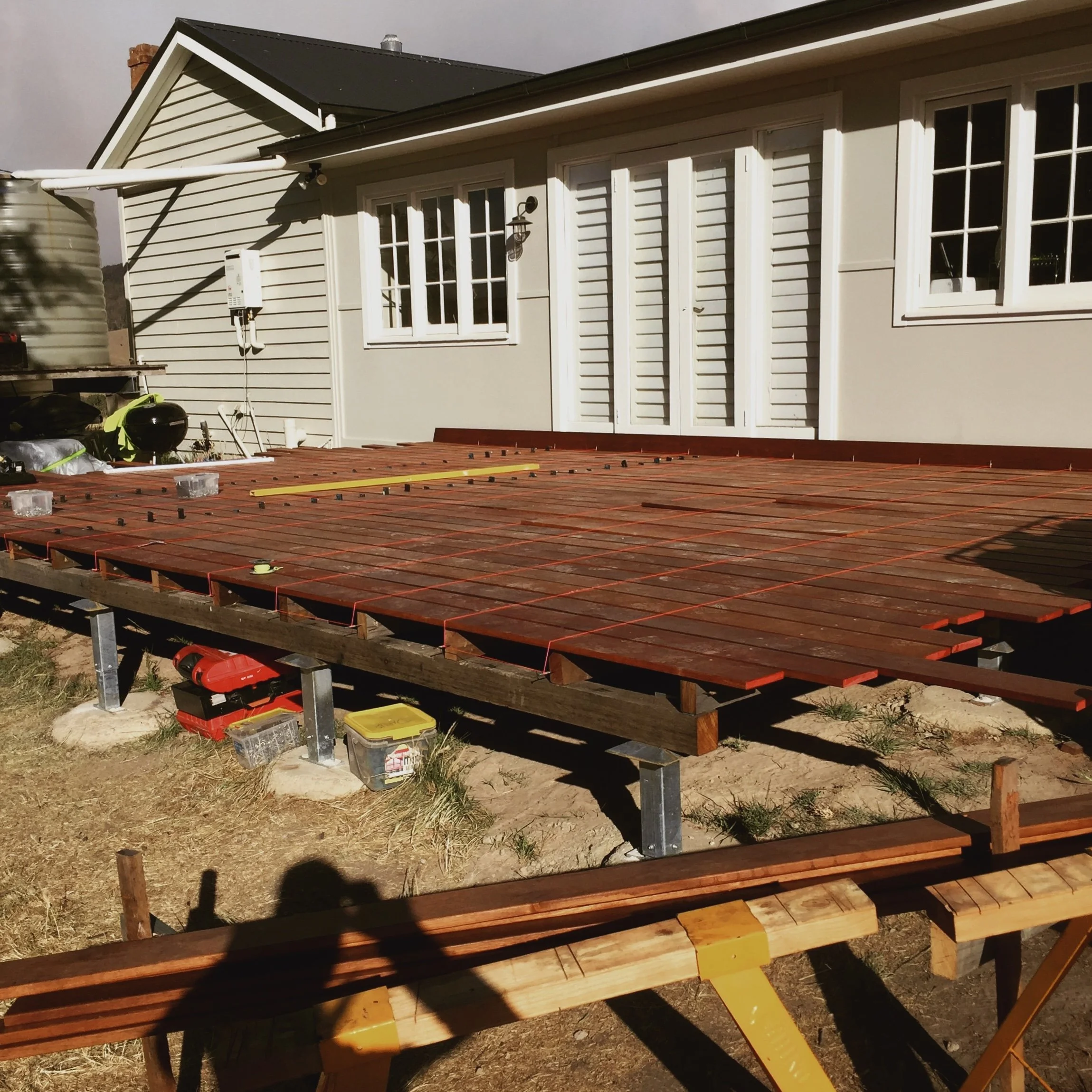 Decking and frame works to property