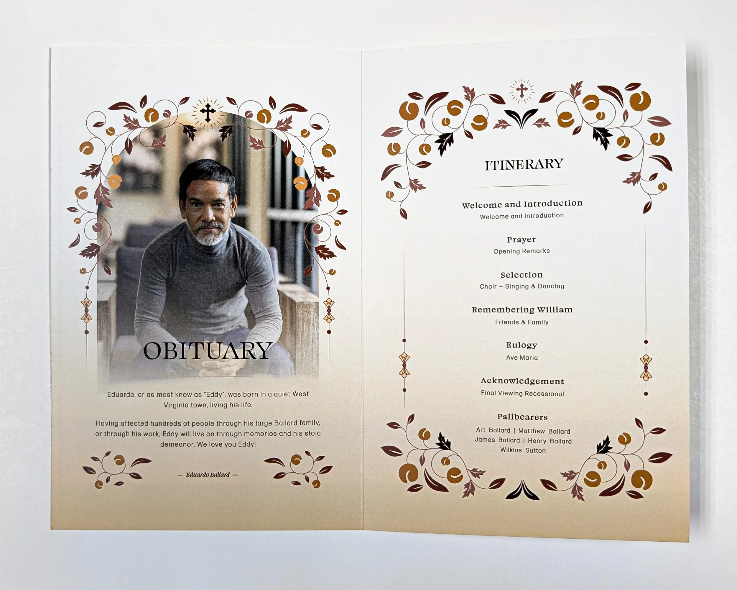 Sample Funeral Program Bi-Fold Card