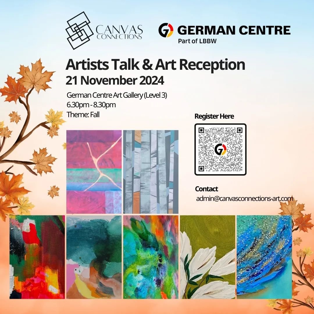 It's happening tomorrow! We are super excited to welcome you!

You could still register for tomorrow either by scanning the QR code in the post or by emailing at admin@canvasconnections-art.com. 

Artist Talk and Reception: 

🗓 When: 21st November, 