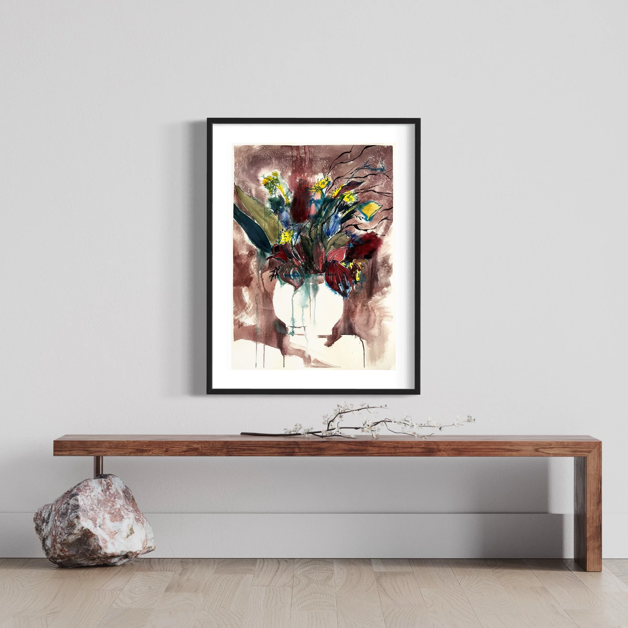 Insitu image of watercolour on paper painting titled Wong Kar Way by Canvas Connections artist Susan Olij