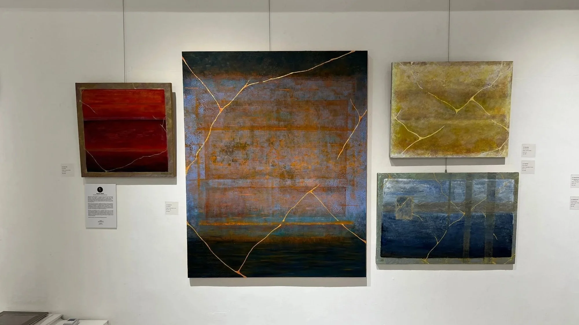 Artworks of abstract artist Rajul Shah at the Canvas Connections Signature Show at Tembusu Art Gallery