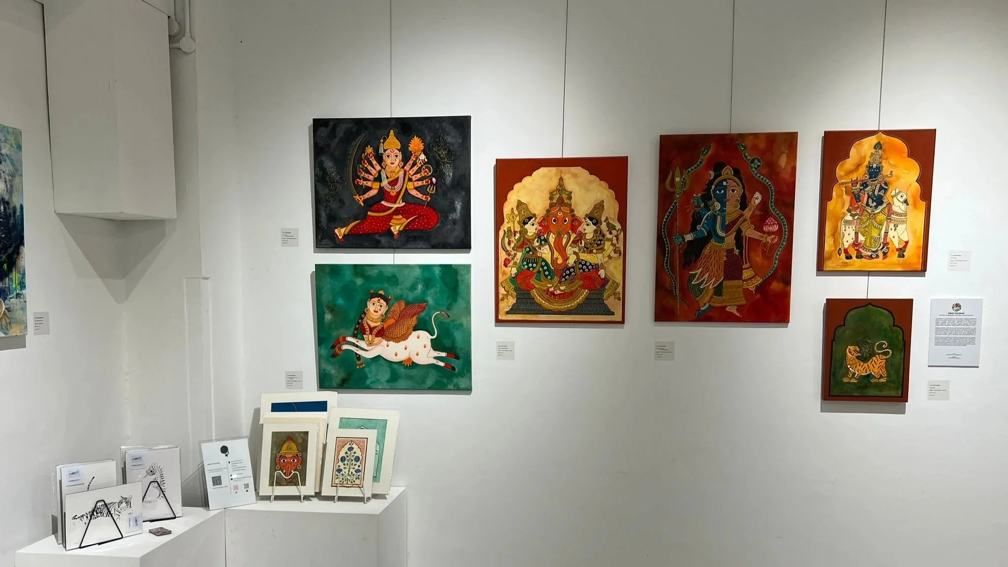 Artworks of folk art artist Swati Palekar at the Canvas Connections Signature Show at Tembusu Art Gallery