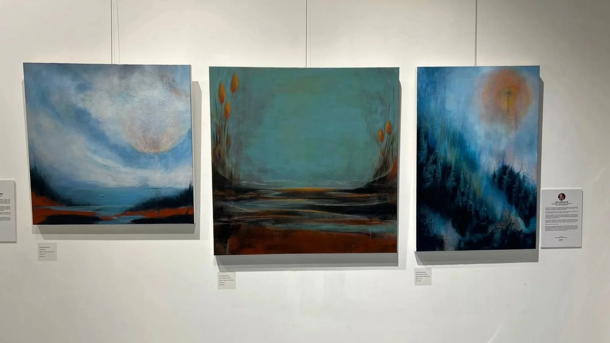 Artworks of abstract artist Lisa Larson Lee at the Canvas Connections Signature Show at Tembusu Art Gallery