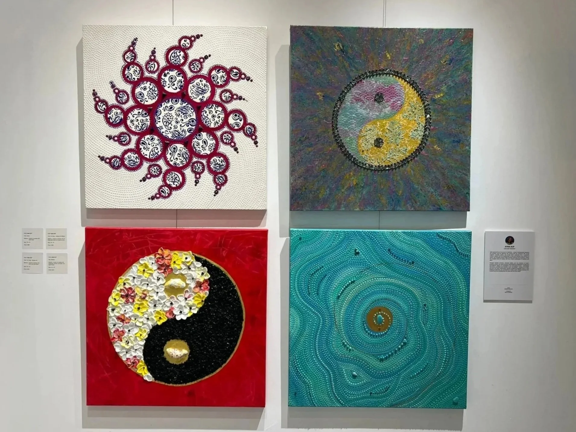 Artworks of abstract artist Ayda Alp at the Canvas Connections Signature Show at Tembusu Art Gallery