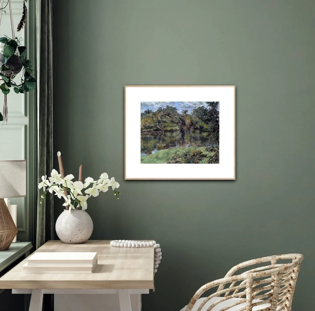 Canvas Connections artist Berenika Drazewska's artwork titled Soft Reflections at the Eco Lake, insitu image