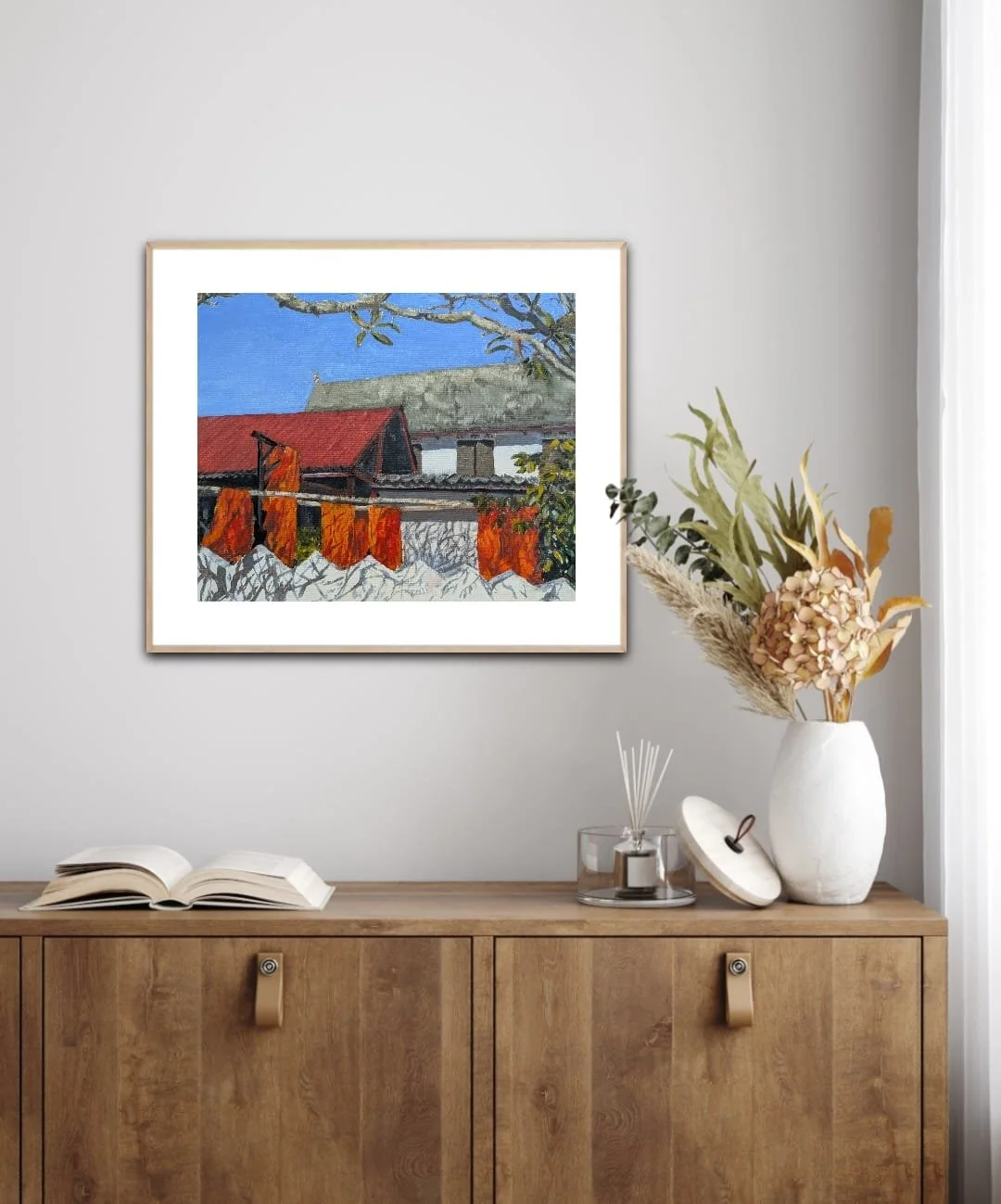 Canvas Connections artist Berenika Drazewska's artwork titled Monk's Laundry Day, insitu image