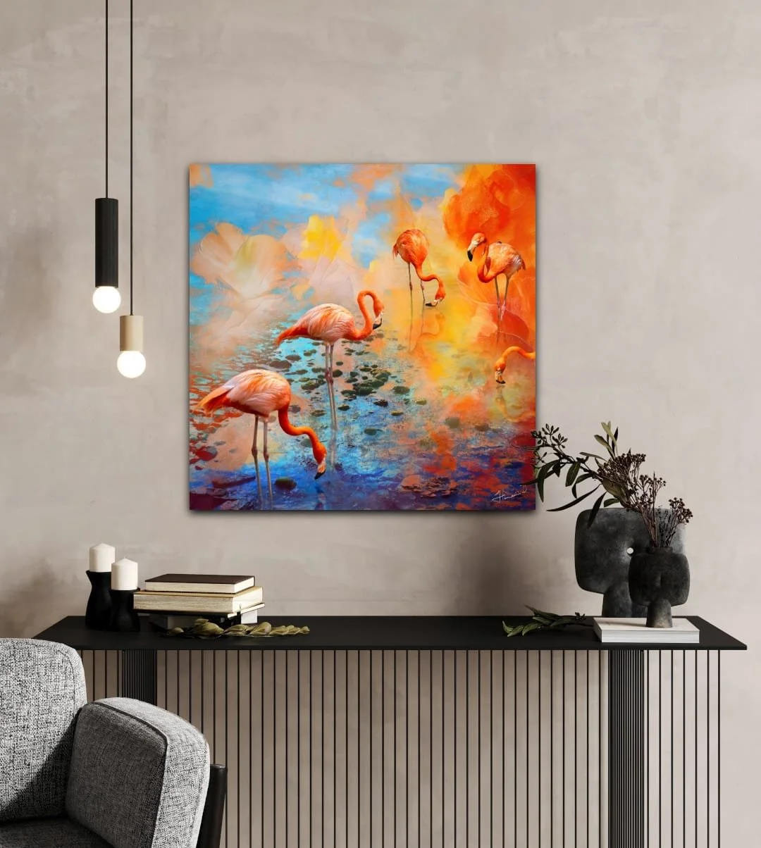 Canvas Connections artist Himani Ishar Sindhwani's artwork Solara, insitu image