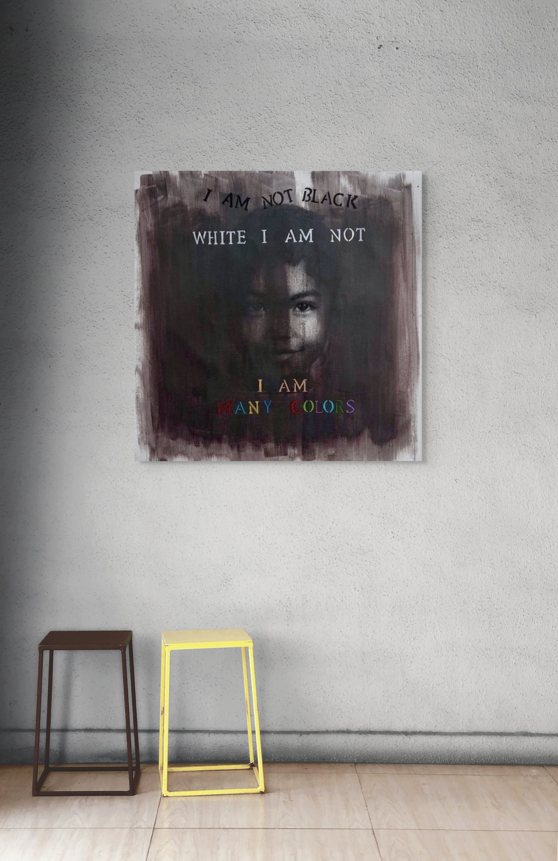 Canvas Connections artist Latana's artwork titled I am Many Colors.. In situ image.