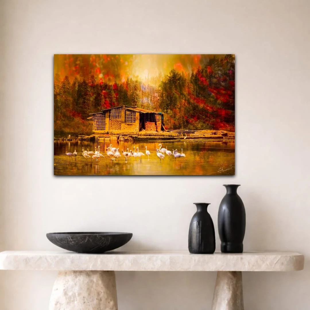 Canvas Connections artist Himani Ishar Sindhwani's artwork Autumn's Feathers, insitu image