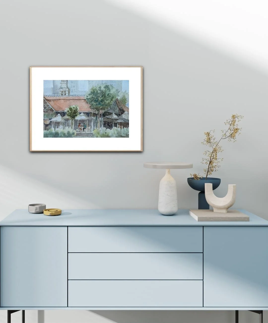 Canvas Connections artist Berenika Drazewska's artwork titled Meeting at Lau Pa Sat, insitu image