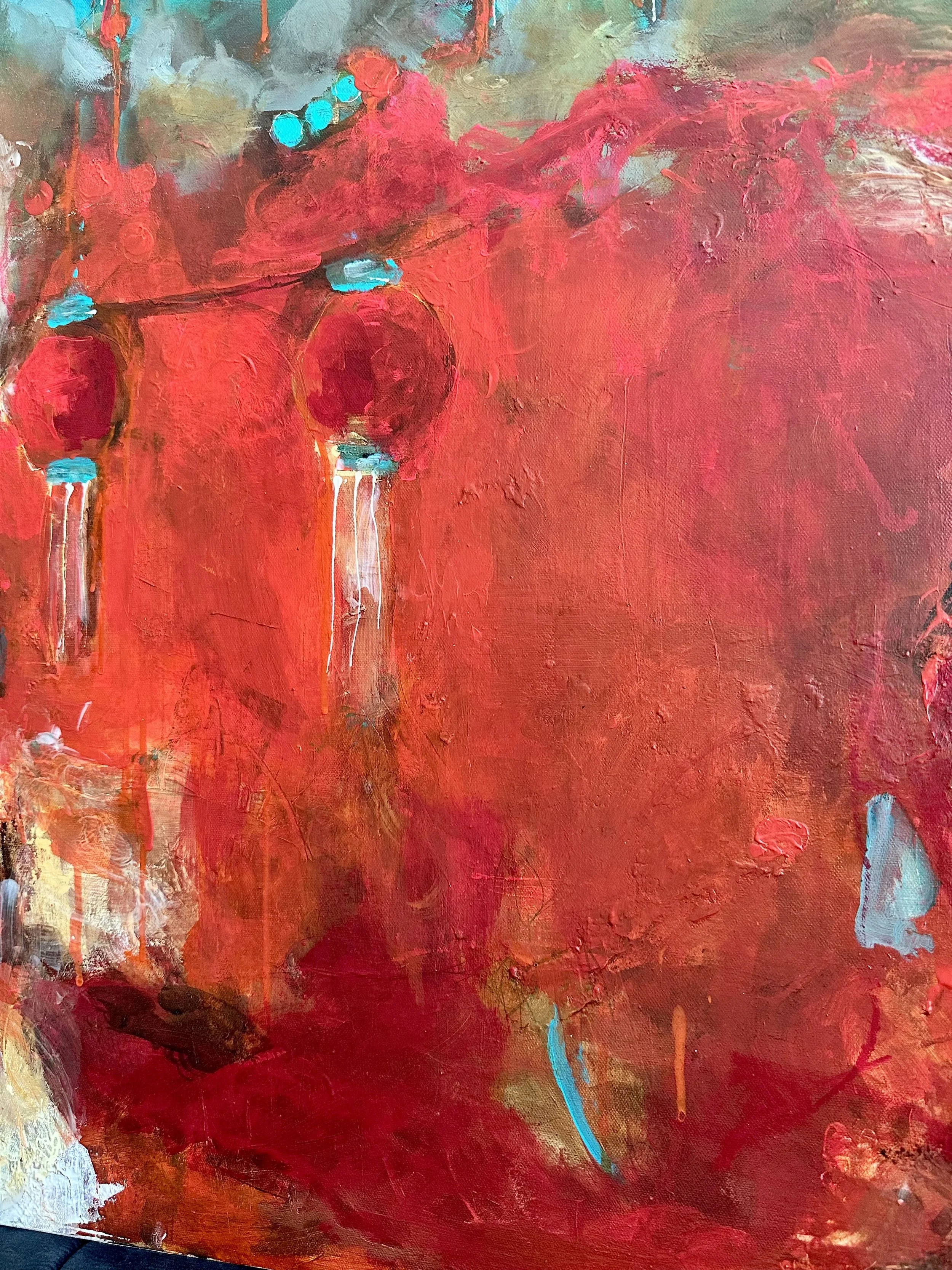 Canvas Connections artist Kavita Chachcha's acrylic on canvas artwork String the Lights 2- detail image