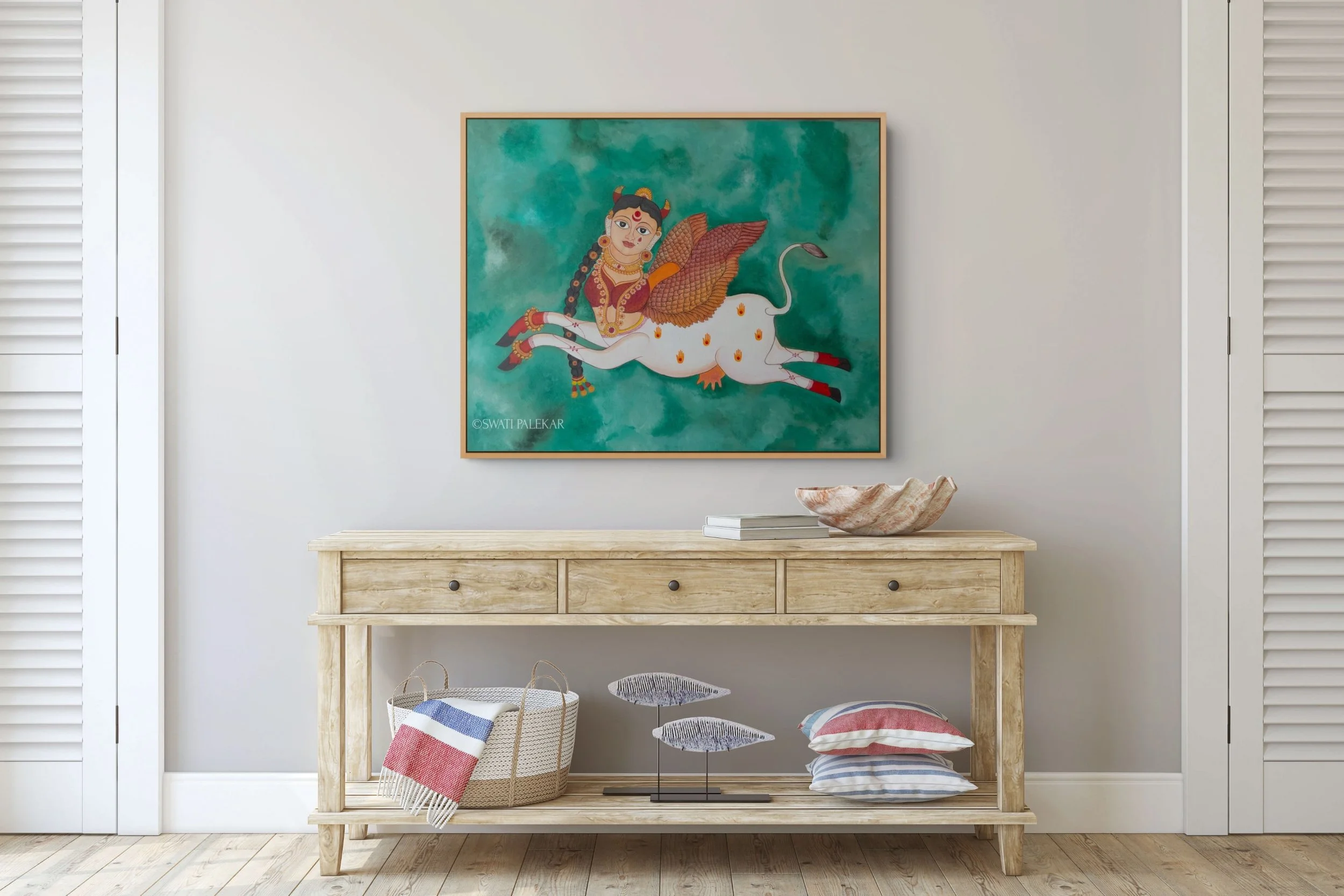 swati-palekar-Kamdhenu-artwork-Wings-of-Eternal-Abundance-insitu