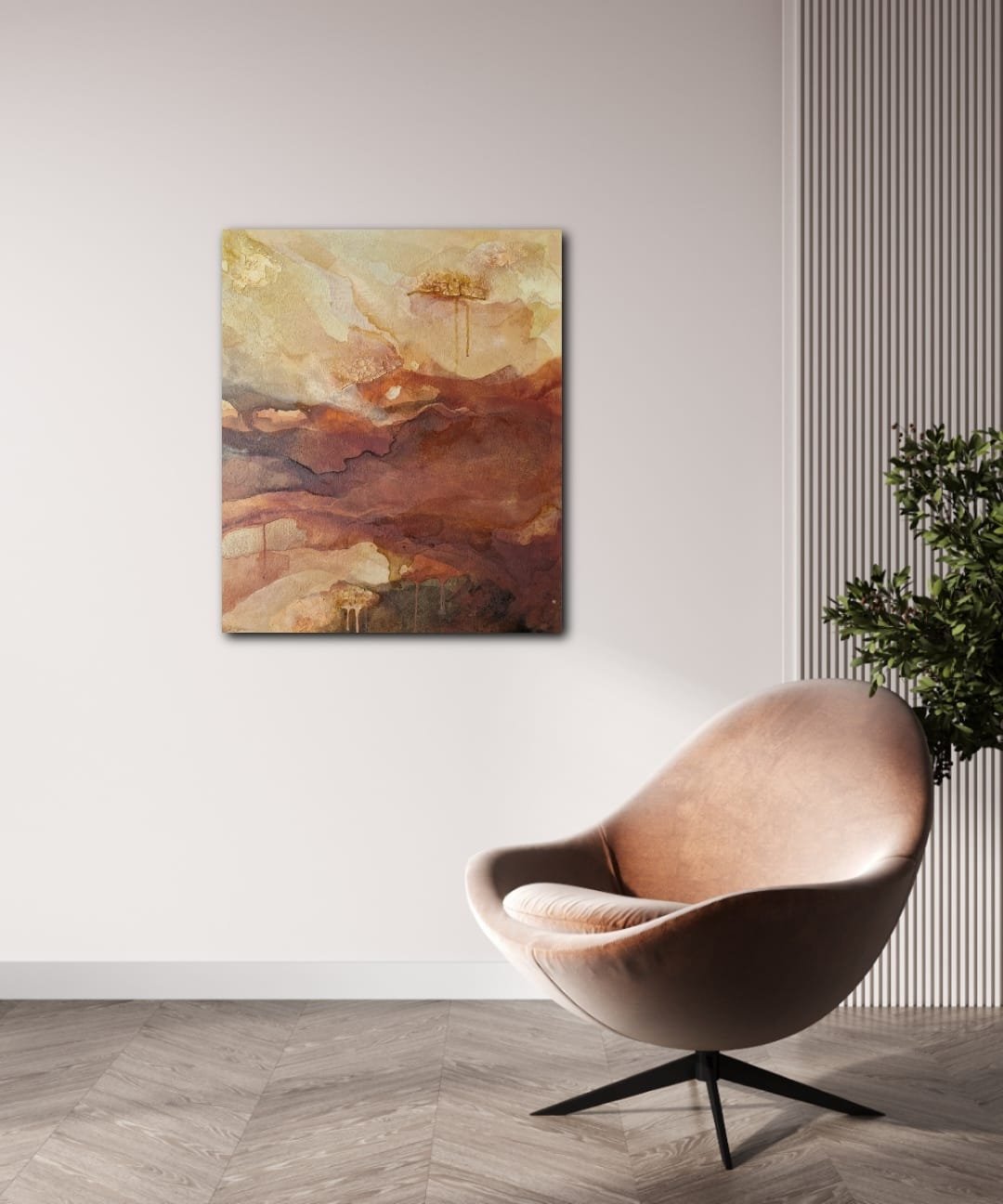 Mrida 3 is a calming, layered and textural art by Canvas Connections multidisciplinary artist Aparna Chakravarty