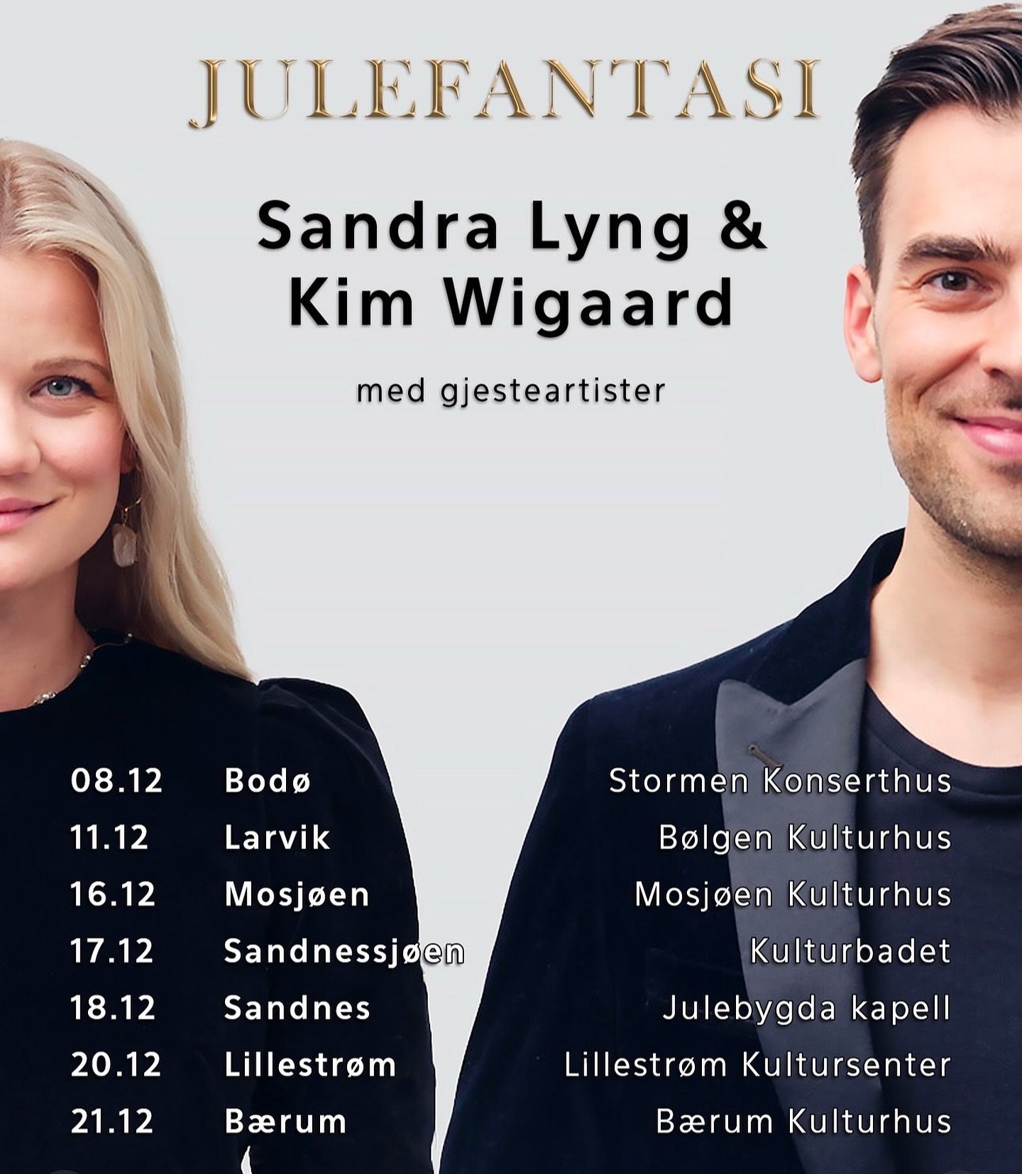 Vi gleder oss til å bli med @kimwigaard og @sandralyng i @lillestromkultursenter og @baerumkulturhus! Vi kveld blir vi med dem på intimkonsert på @vulkanarena ❄️🎶