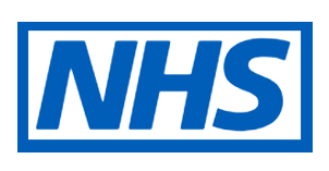 NHS logo in blue text against a white background.