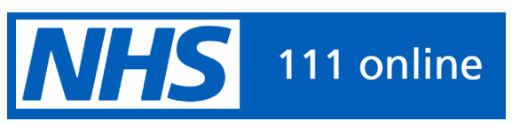 NHS logo with the text "111 online" indicating an NHS online health service.