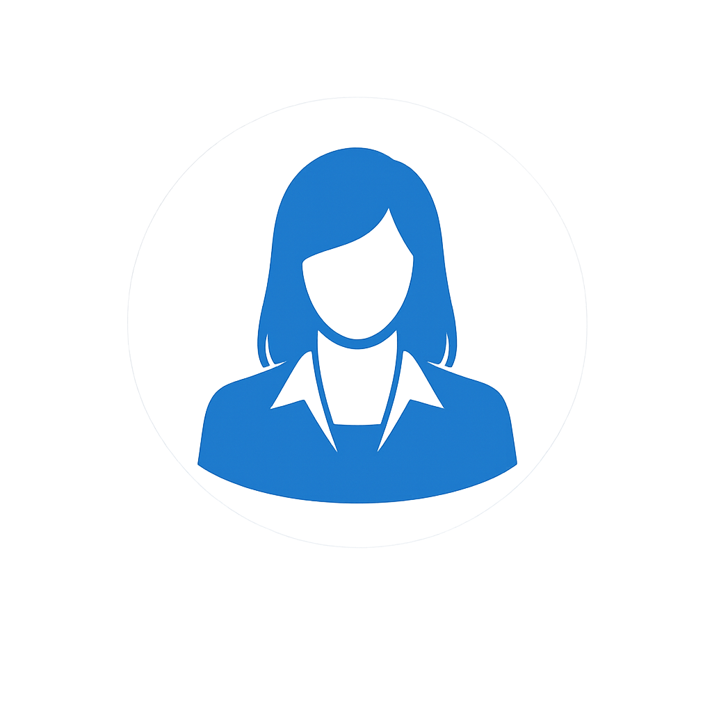 Icon of a woman with shoulder-length hair wearing a blazer, in a digital illustration style.