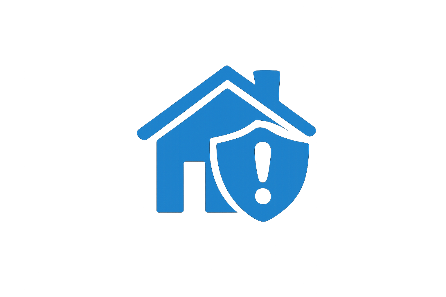 A house icon with a shield and exclamation mark in the center, symbolizing home security or alert.