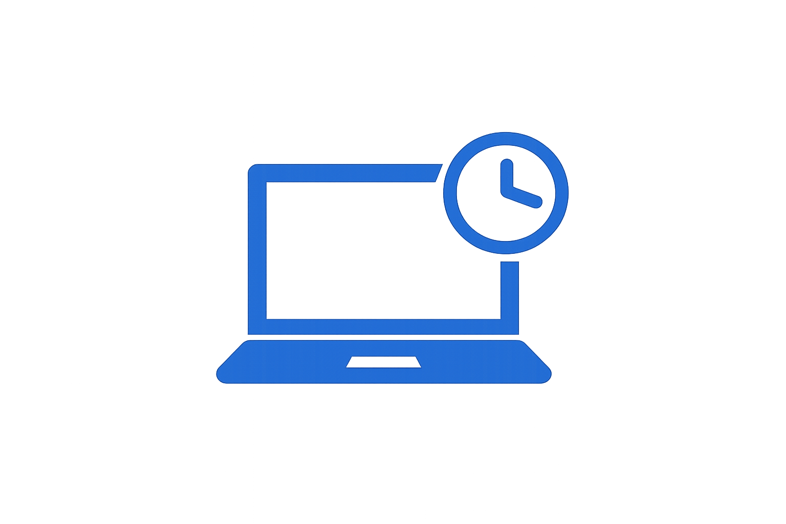 Icon of a laptop with a clock symbol suggesting time or scheduling.