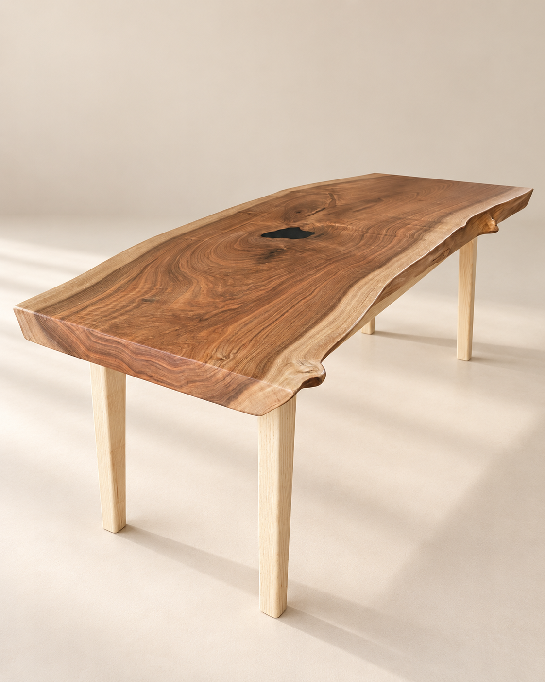 One-of-a-Kind British Walnut Live Edge Coffee Table