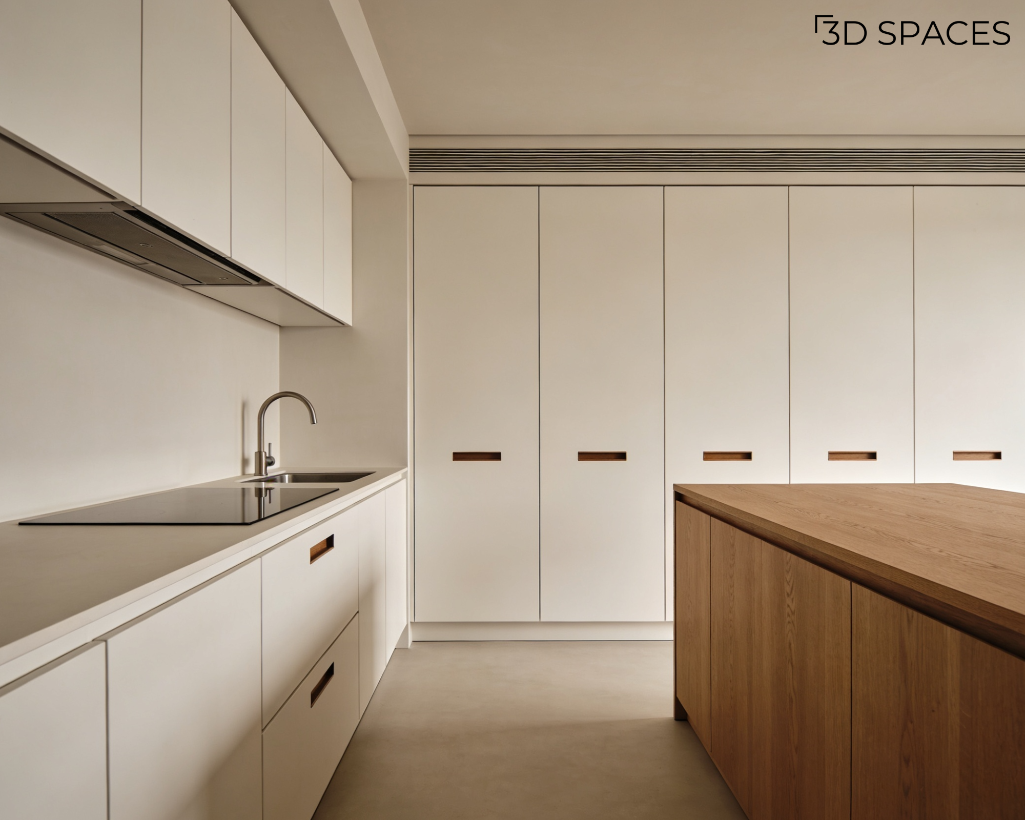 minimalist handleless kitchen cabinets with seamless push-to-open doors