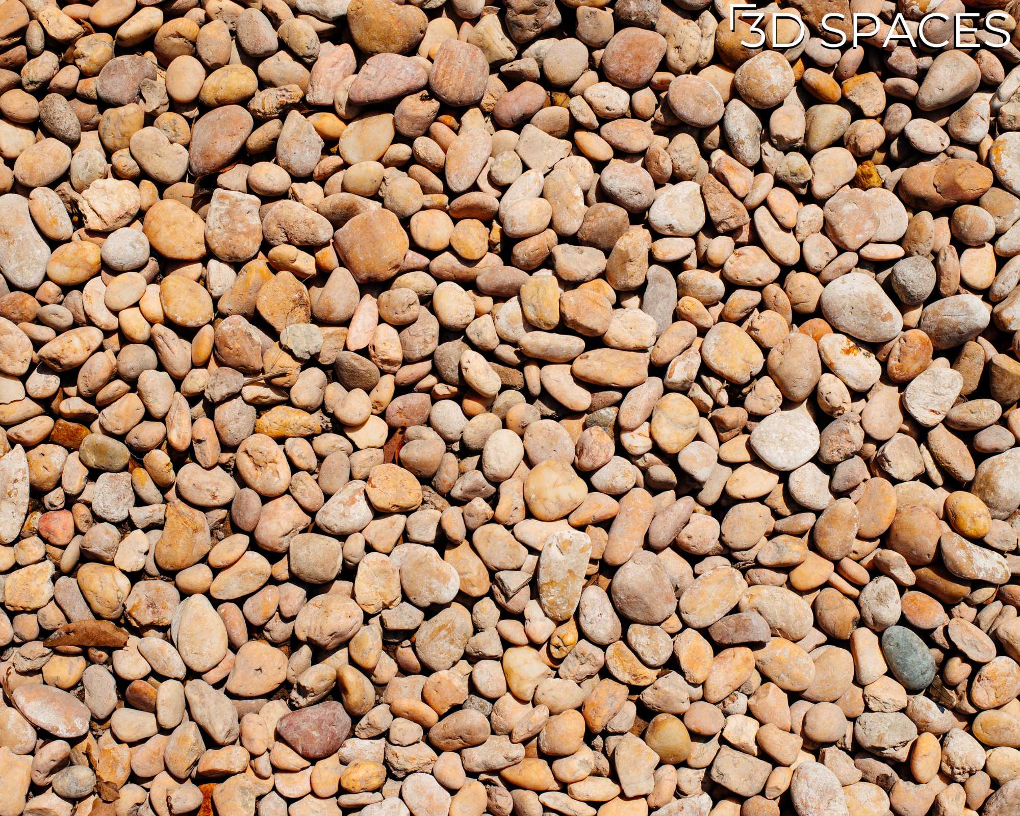 Close-up texture of natural brown river rock pebbles used for garden ground cover and landscaping pathways.