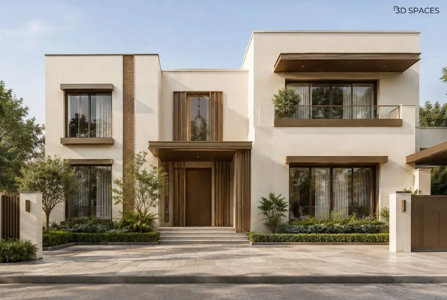 Warm White and Muted Bronze  Exterior House Color