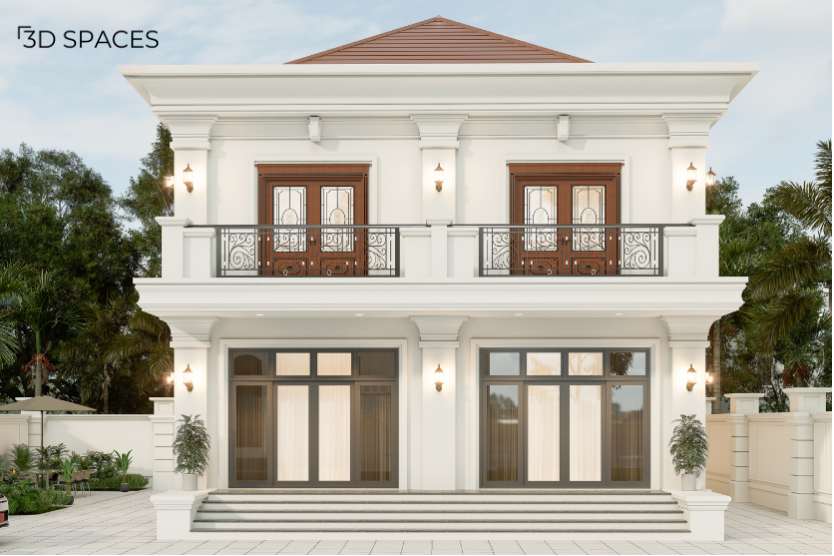 traditional Indian elevation style with classic architectural details