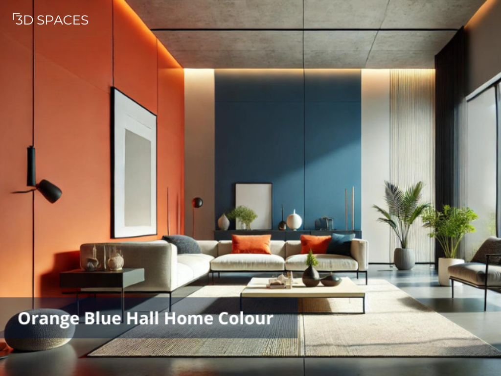 Bright Orange and Blue Hall Home Colour