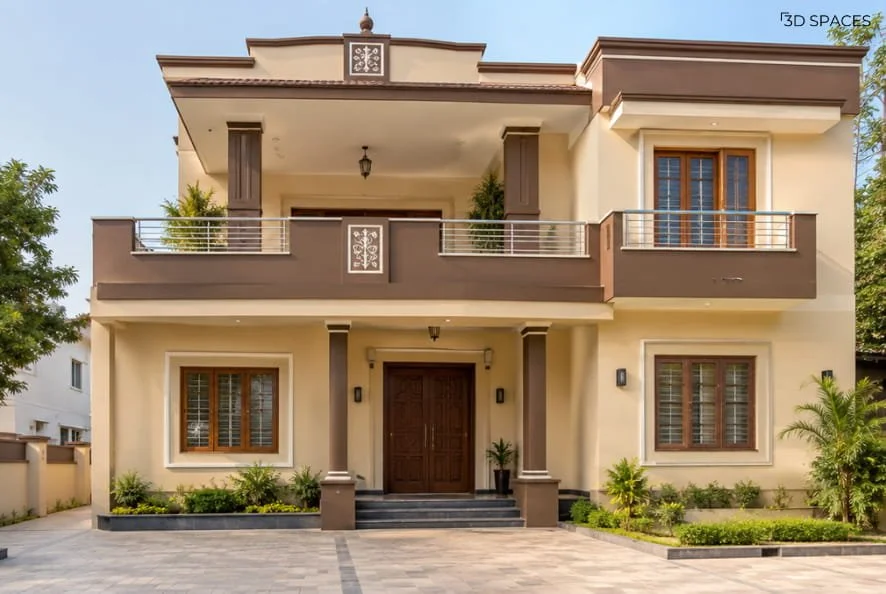 Cream and Chocolate Brown Exterior House Color
