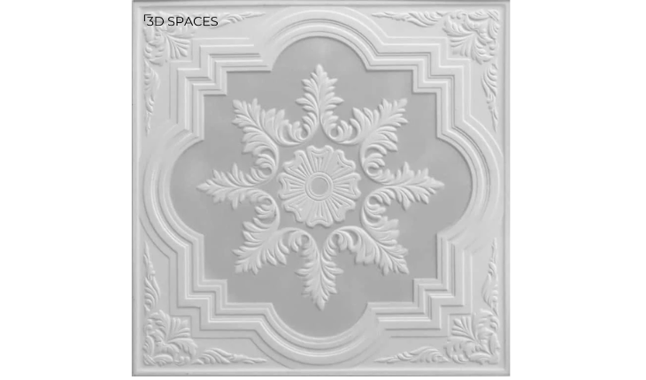 Minimalist cement ceiling design featuring a simple floral pattern for understated elegance.